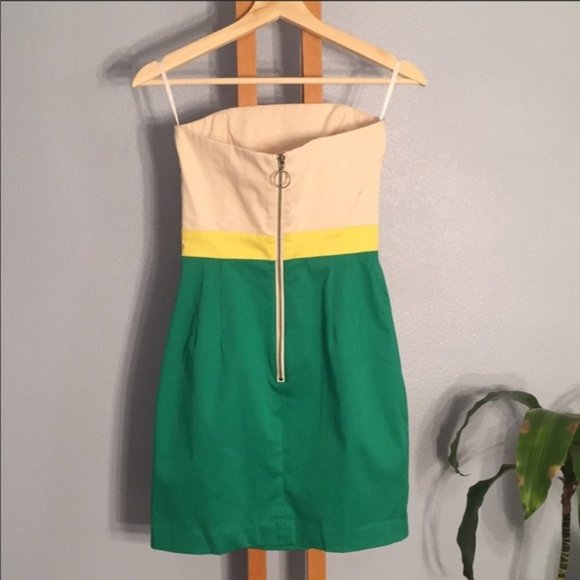 FRENCH CONNECTION Strapless Color Block Dress Sz 2 - Picture 4 of 8